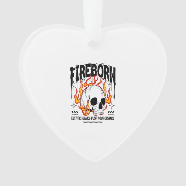 Ornamento Crânio Fireborn de Moda Urbana (Frente)