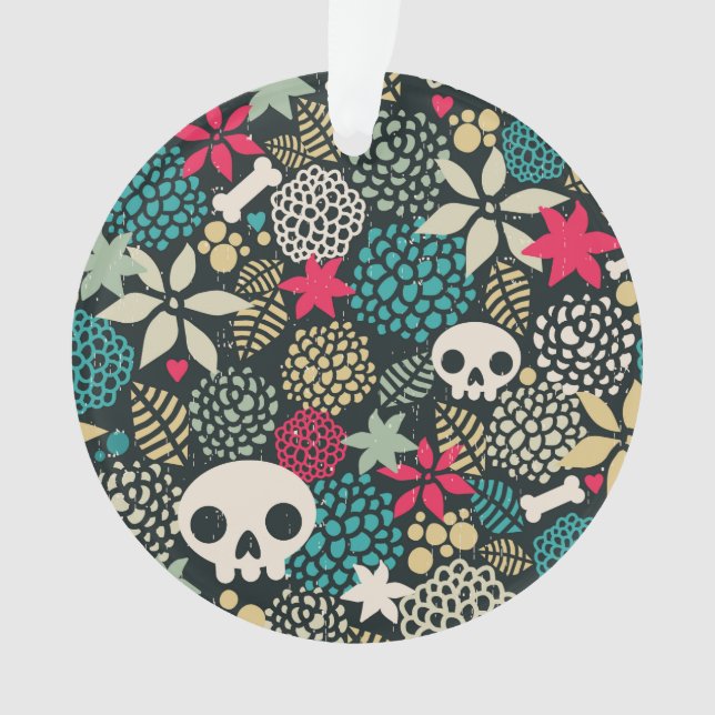 Ornamento Crânio nas flores (Frente)