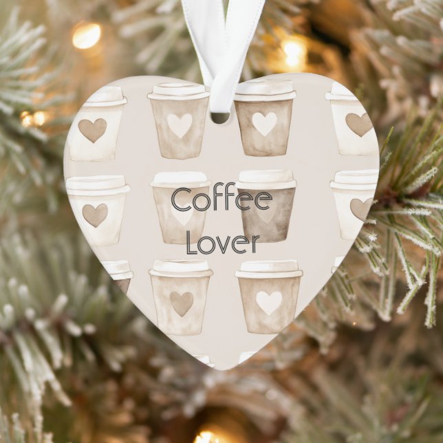 Ornamento Cream Coffee Heart Cups Christmas (Árvore)
