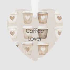 Ornamento Cream Coffee Heart Cups Christmas