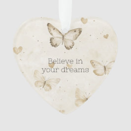 Ornamento Cream Hearts Butterflies Christmas