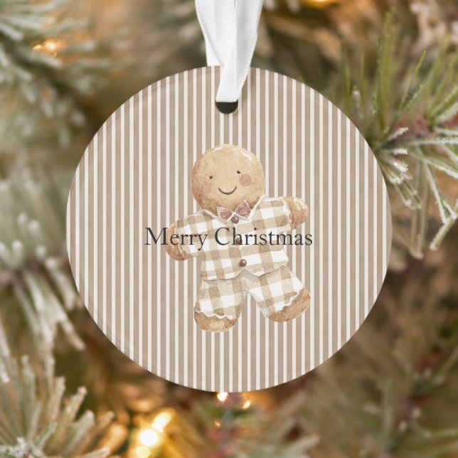 Ornamento Cream White Stripes Gingerbread Christmas (Árvore)