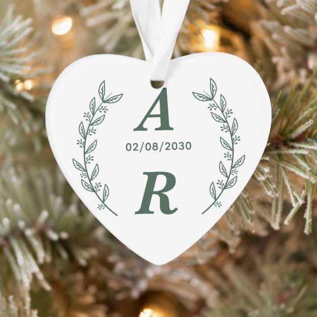 Ornamento Create Your Own Green Monogram Wedding Favor (Árvore)