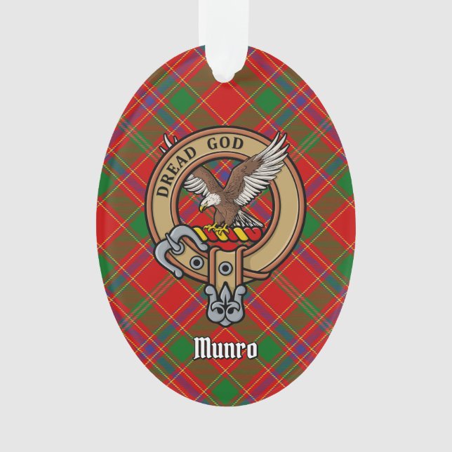Ornamento Crest do Clã Munro sobre Tartan (Frente)