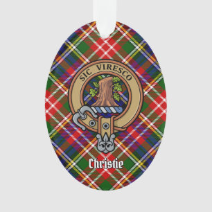 Ornamento Crestão do Clã Christie sobre Tartan