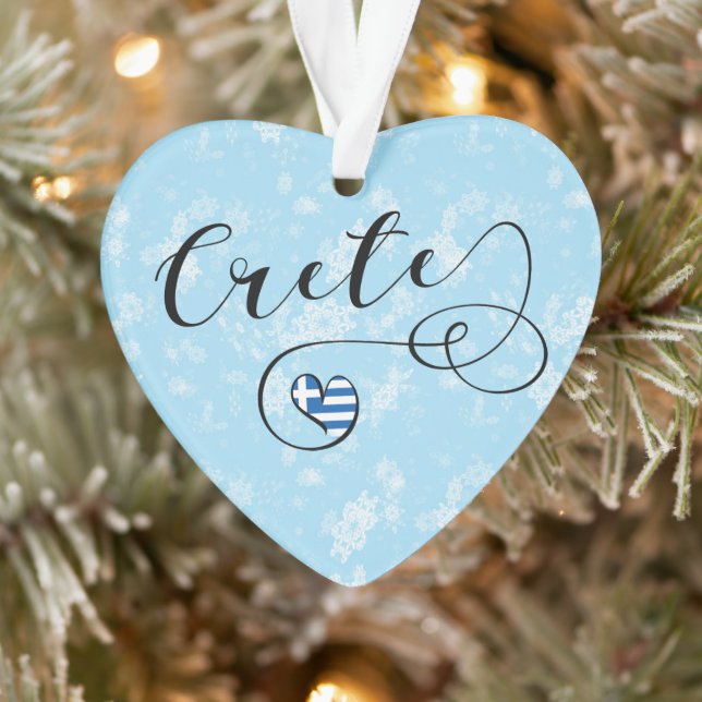 Ornamento Crete Heart Flag, Grécia, Cretan (Árvore)