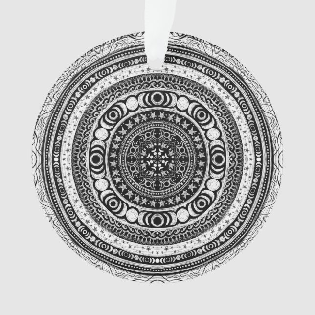 Ornamento Criança Moon Mandala Triplo Convite à Bruxa da Lua (Frente)