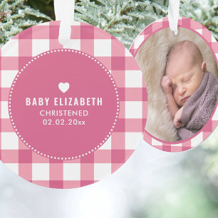 Ornamento Crianças Cute Baby Girl Fotografam Rosa Natal Bap
