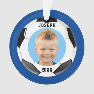 Ornamento Crianças desportistas Blue Photo Soccer