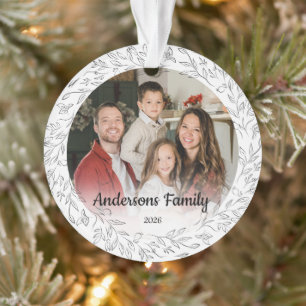 Ornamento Crie Seu Próprio Nome de Família de Foto Personali