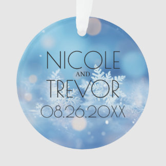 Ornamento Crie Seus Próprios Flocos de Neve Bokeh Azul
