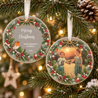 Ornamento Crie sua própria foto de família Feliz Natal