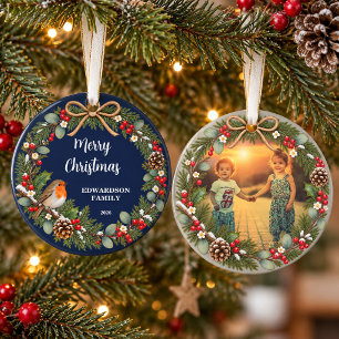 Ornamento Crie sua própria foto de família Feliz Natal
