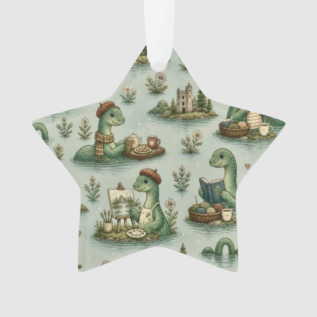 Ornamento Críptidos Aconchegantes Nessie Monstro do Lago Nes (Frente)