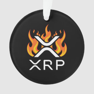 Ornamento Criptomoeda XRP Cripto Chamas Laranja Fogo Derrete
