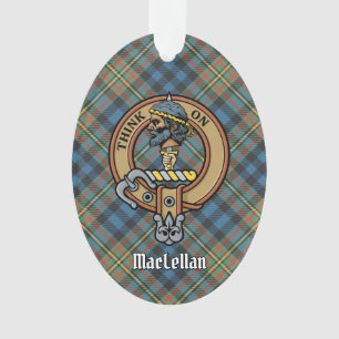 Ornamento Crista da Clan MacLellan sobre Tartan Antigo