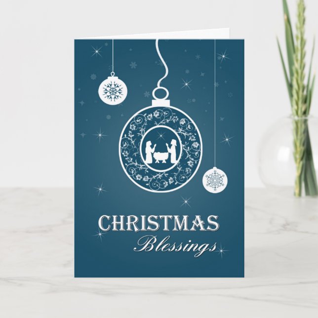 Ornamento Cristão Natividade Cartão de Natal (Frente)