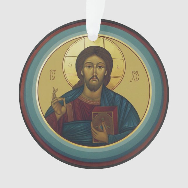 Ornamento Cristo Pantocrator Bizantino Arte de Mosaico Redon (Frente)