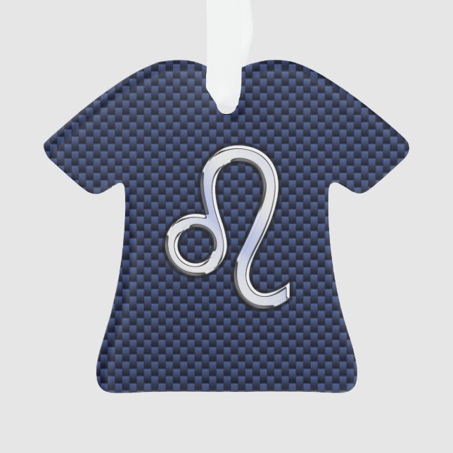 Ornamento Cromo Como Leo Zodiac Sinal Fibra Azul De Carbono (Frente)