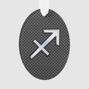 Ornamento Cromo Como Sagitário Sinal Impressão de Fibra Carb