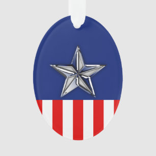 Ornamento Cromo Grande Como Estrela Prateada em Cores Festiv