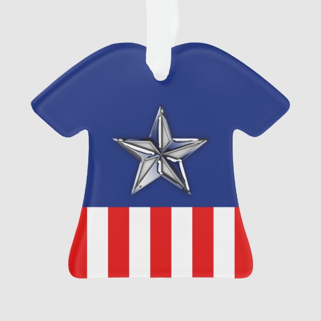 Ornamento Cromo Grande Como Estrela Prateada em Cores Festiv (Frente)