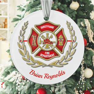 Ornamento Cruz de Malta Bombeiro Personalizado