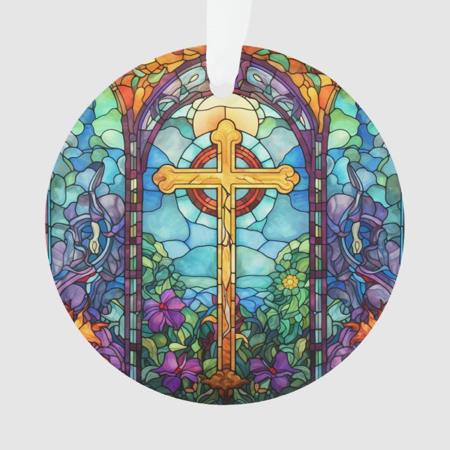 Ornamento cruz de vidro contida (Frente)