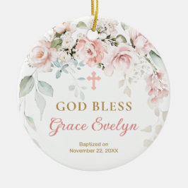 Ornamento Cruzado de Folhagem Rosa