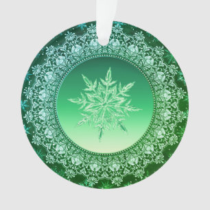 Ornamento Crystal Snowflake Emerald Green Christmas
