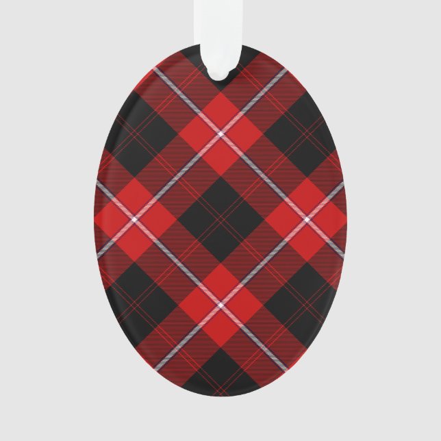 Ornamento Cunningham Tartan Red Xadrez Negra (Frente)