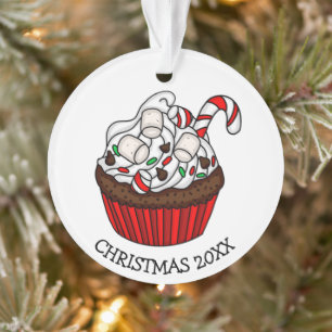 Ornamento Cupcake de Natal Personalizado