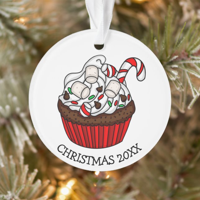 Ornamento Cupcake de Natal Personalizado (Árvore)