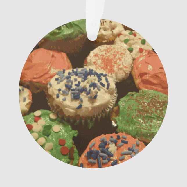 Ornamento Cupcakes de Natal com Confeitos (Frente)