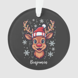 Ornamento Custom Christmas Cheer Cute Reindeer in Hat 