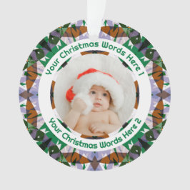Ornamento Custom Christmas Green Brown Family Photo Gift