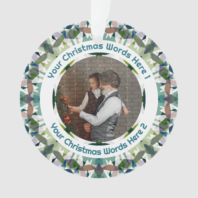 Ornamento Custom Christmas Green Brown Family Photo Gift (Frente)