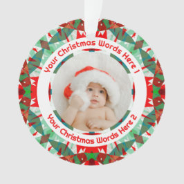 Ornamento Custom Christmas Red Green Family Photo Gift