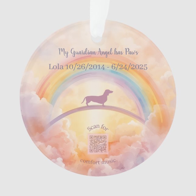 Ornamento Custom Dachshund Rainbow Bridge Ornament (Frente)
