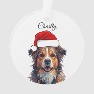 Ornamento Custom Dog Christmas Ornament Santa Hat Photo Gift