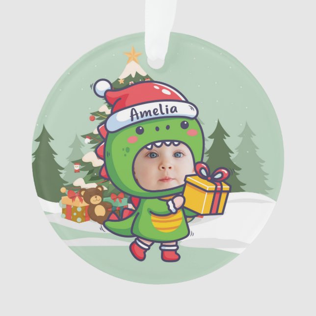 Ornamento Custom name + photo message me-Christmas Ornament (Frente)