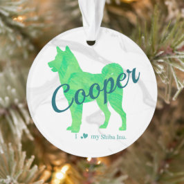 Ornamento Custom Pastel Blue Shiba Inu Silhouette  Ornament