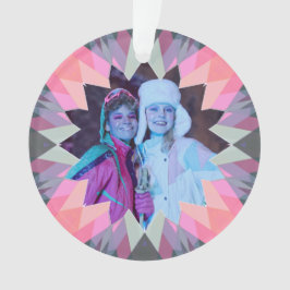 Ornamento Custom Pink Gray Christmas Star Family Photo Gift