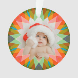 Ornamento Custom Pink Green Christmas Star Photo Gift Tree