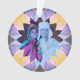 Ornamento Custom Purple Yellow Christmas Star Photo Gift