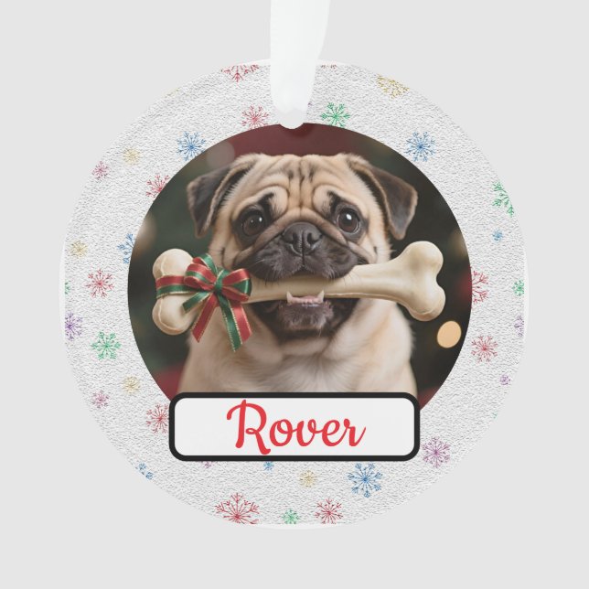 Ornamento Customisable Dog And Bone Pet Owner's Acrylic Xmas (Frente)