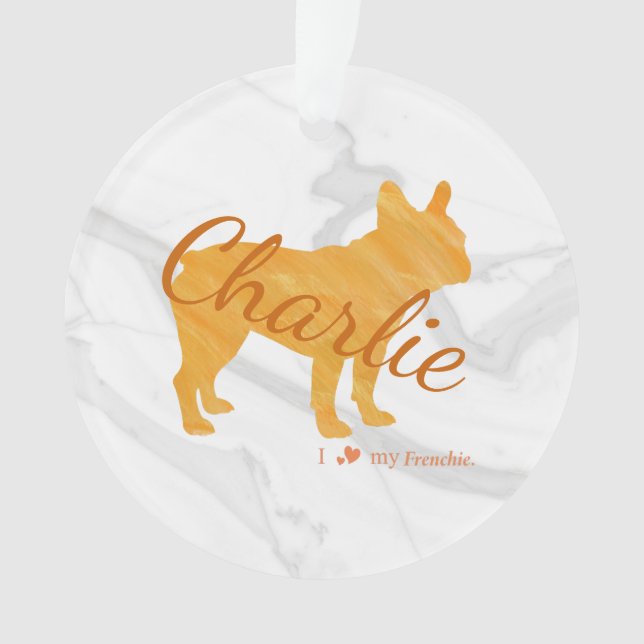 Ornamento Customizable French Bulldog Pastel Orange Frenchie (Frente)