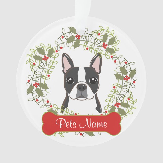 Ornamento customizável de Boston Terrier (Frente)