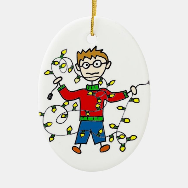 Ornamento customizável Tangled das luzes de Natal (Frente)