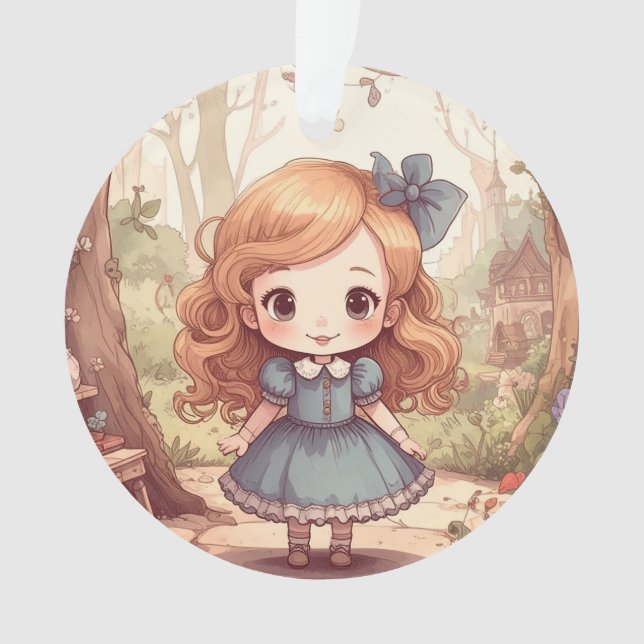 Ornamento Cute Alice in Wonderland Whimsical Woodland Art (Frente)